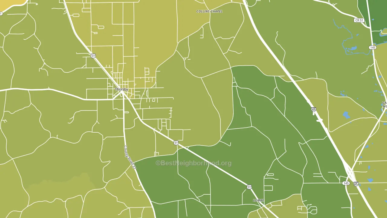Lomax, AL block-group voter-turnout map