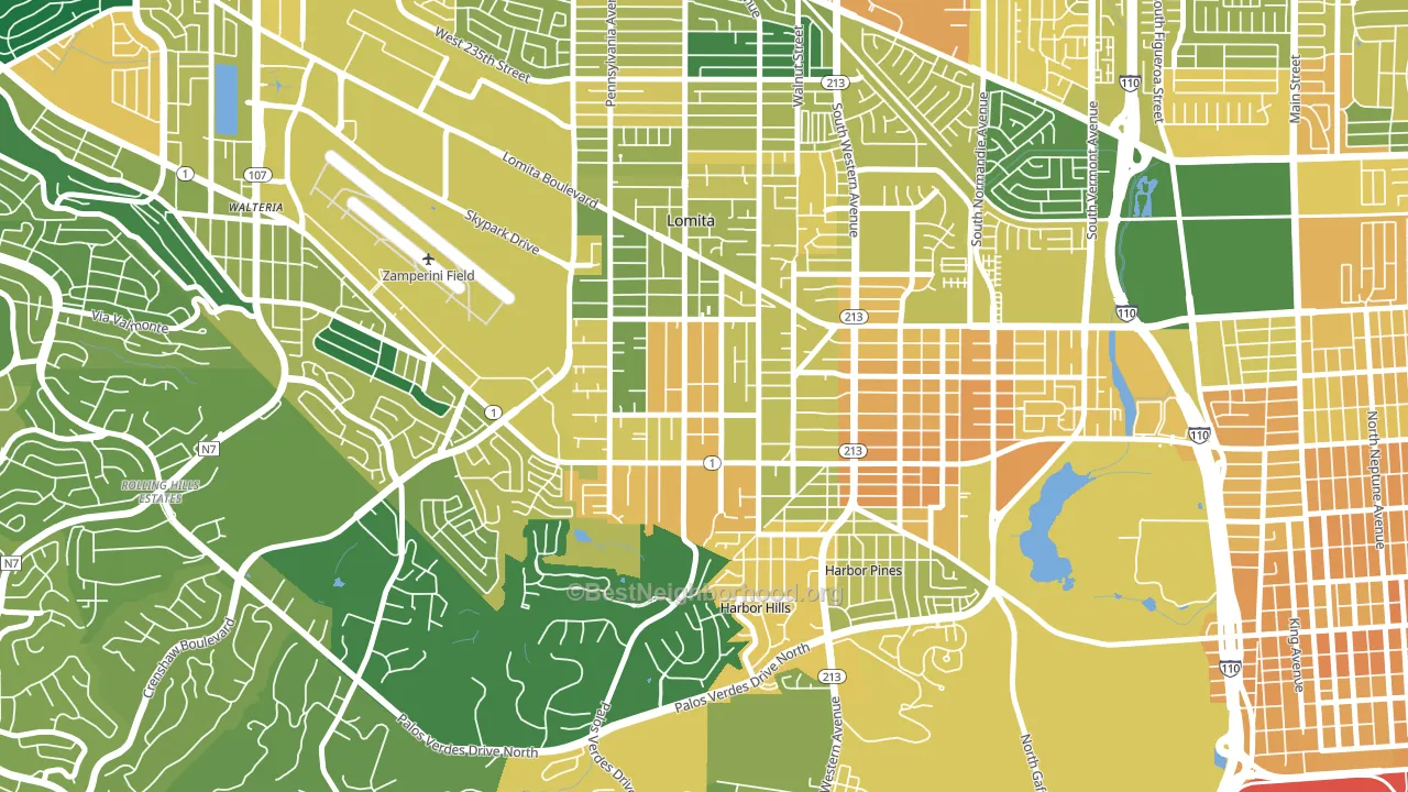 Lomita, CA block-group voter-turnout map