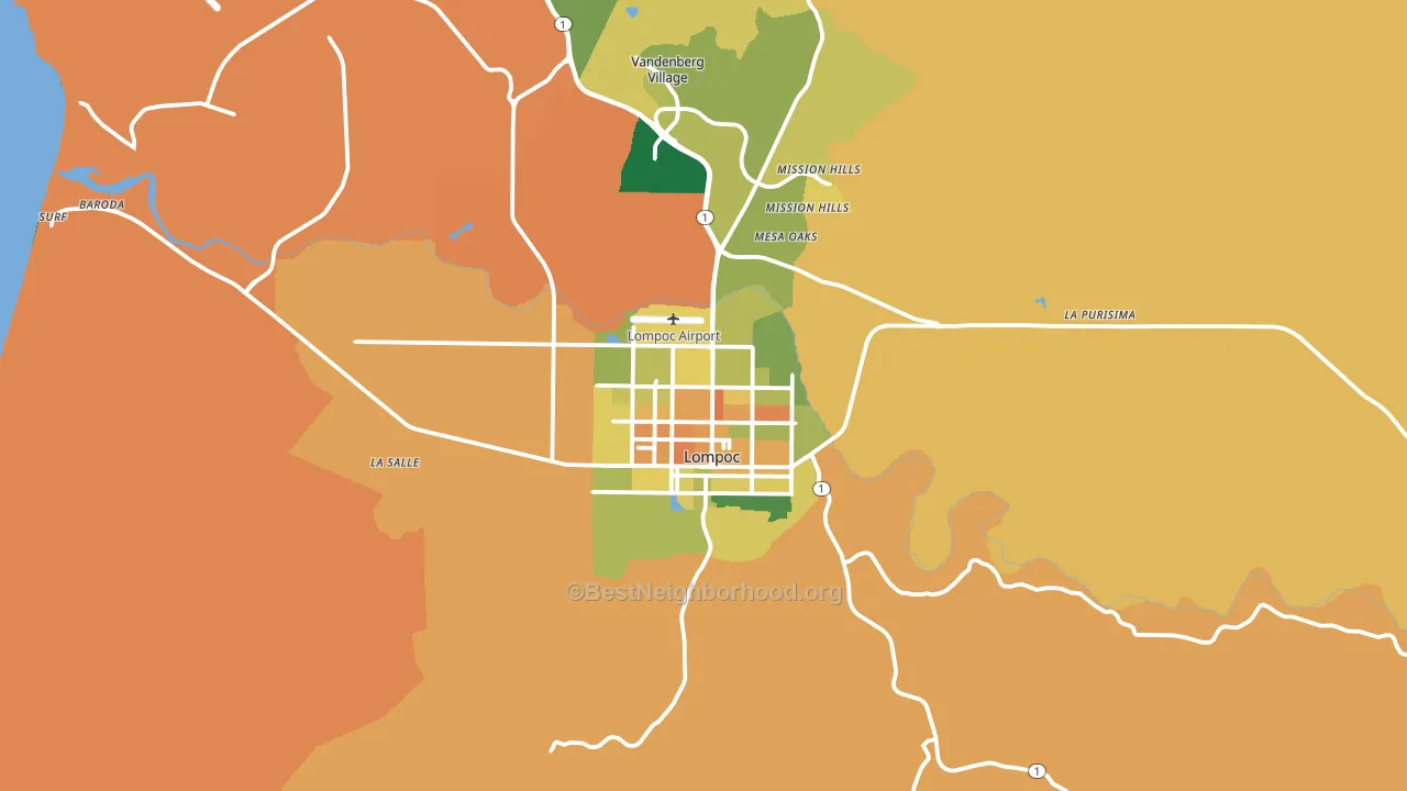 Lompoc, CA block-group voter-turnout map