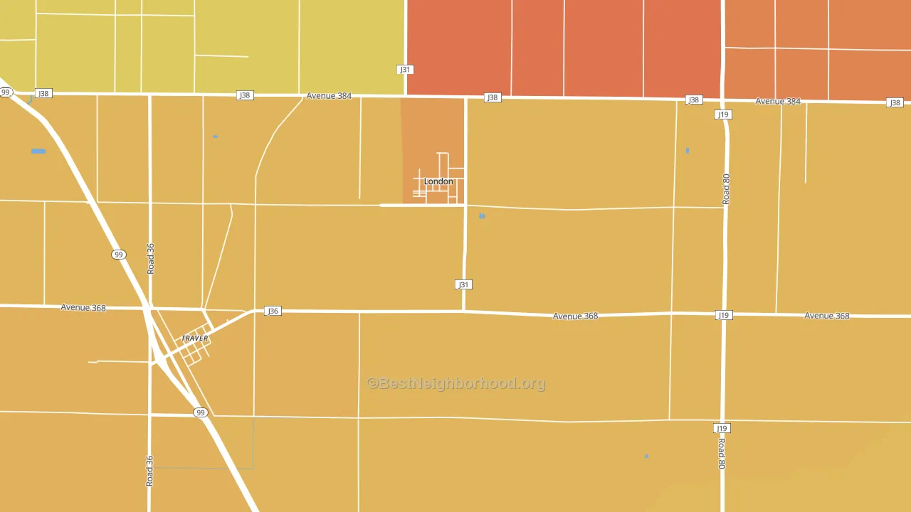 London, CA block-group voter-turnout map