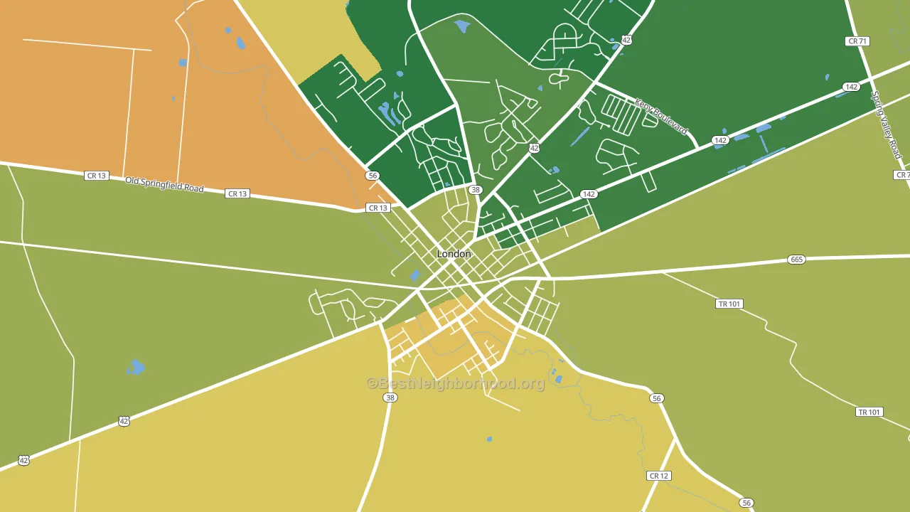 London Historic District, London, OH block-group voter-turnout map