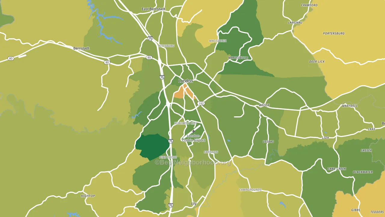London, KY block-group voter-turnout map