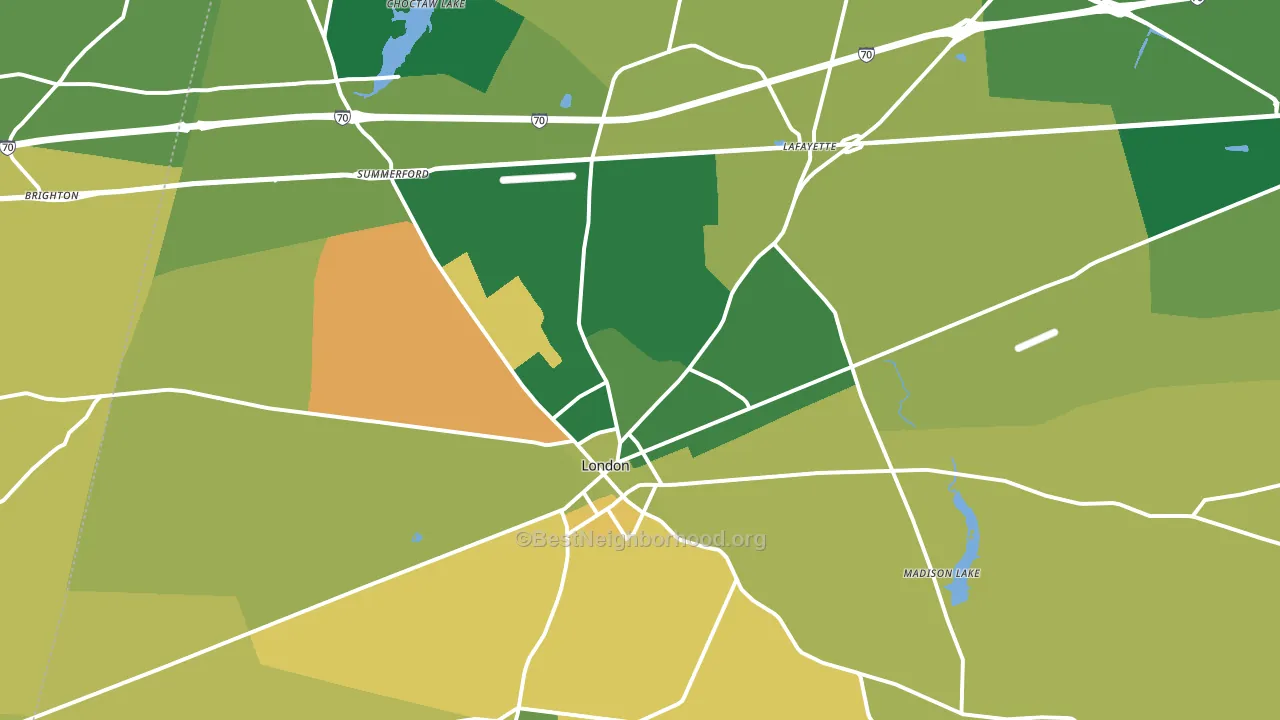 London, OH block-group voter-turnout map