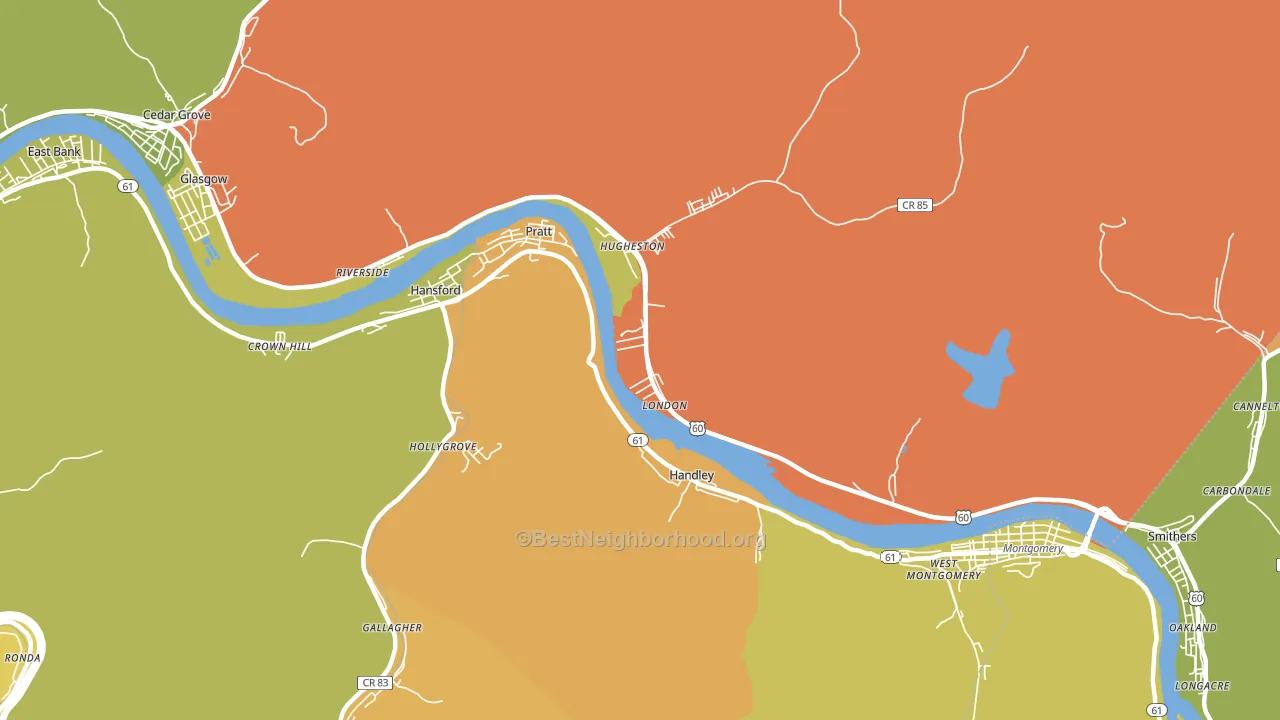 London, WV block-group voter-turnout map