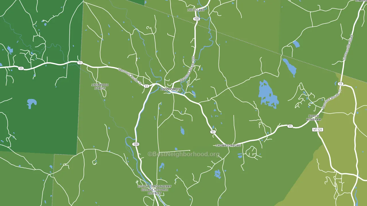 Londonderry, VT block-group voter-turnout map