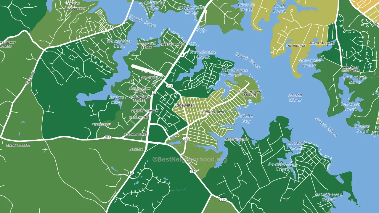 Londontowne, Edgewater, MD block-group voter-turnout map