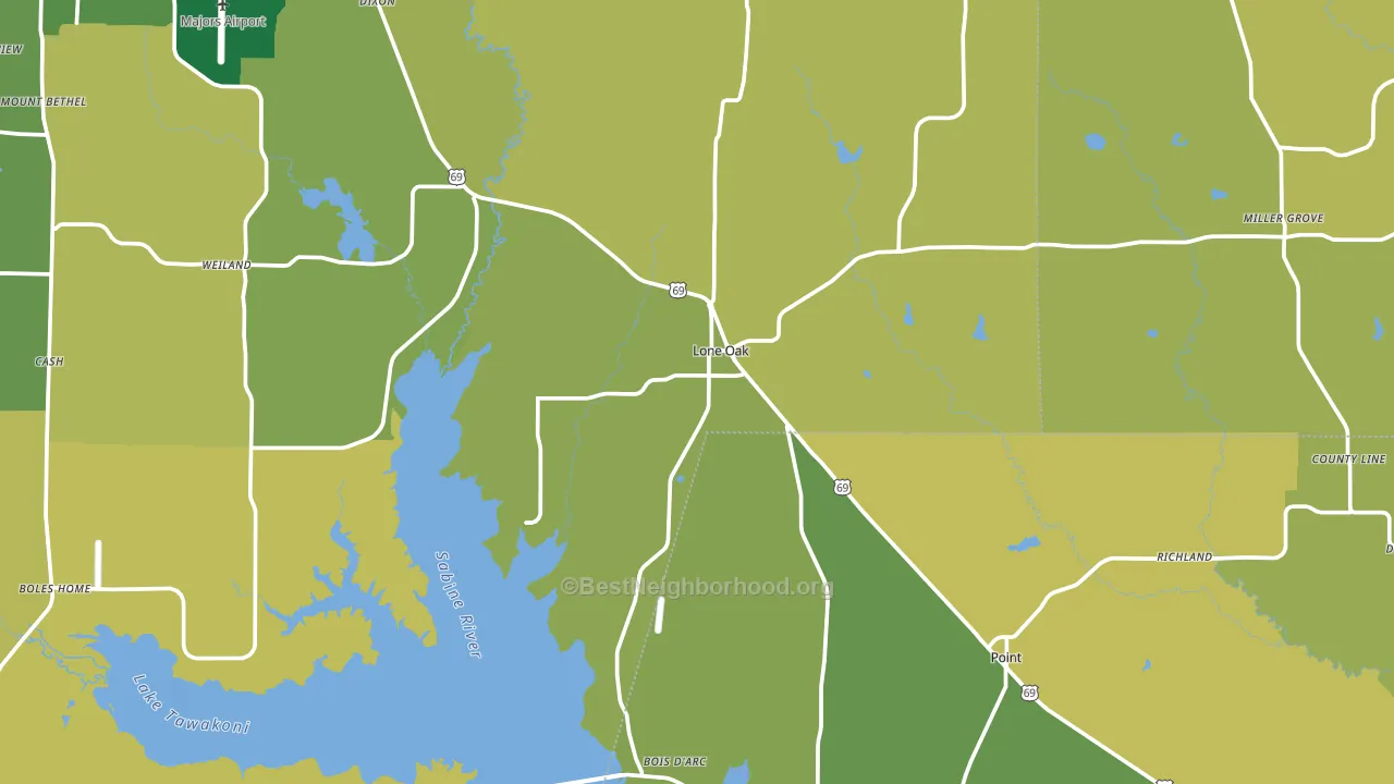 Lone Oak, TX block-group voter-turnout map