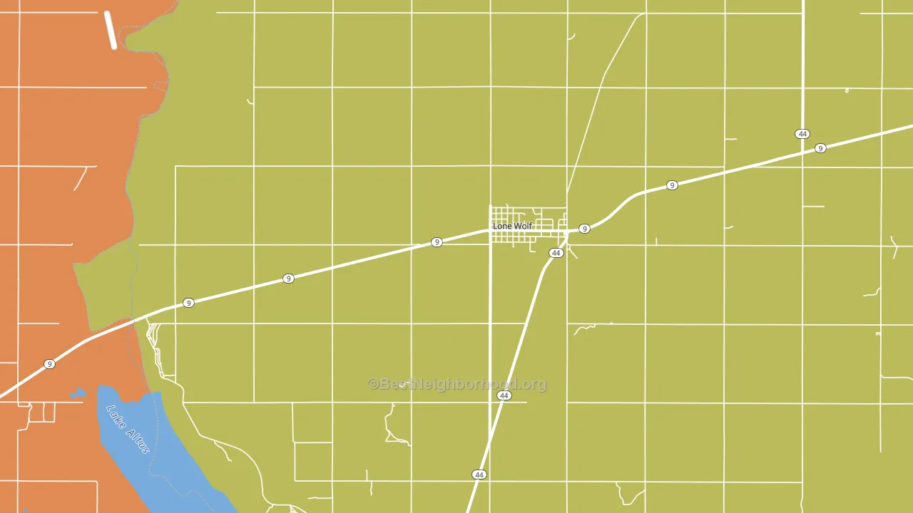 Lone Wolf, OK block-group voter-turnout map