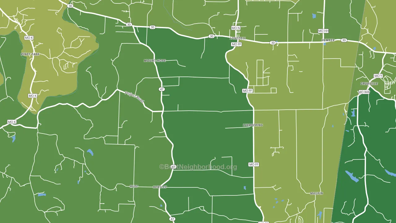 Lonedell, MO block-group voter-turnout map