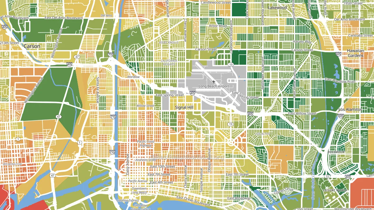 Long Beach, CA block-group voter-turnout map
