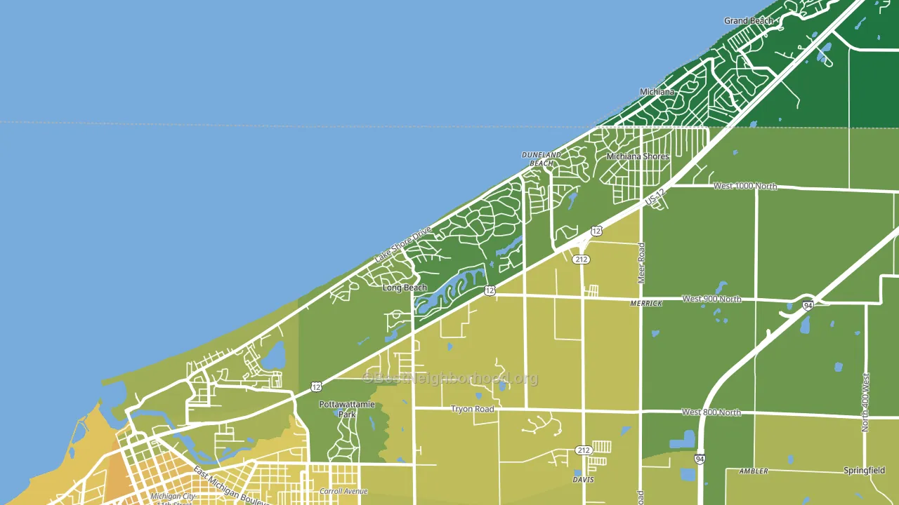 Long Beach, IN block-group voter-turnout map