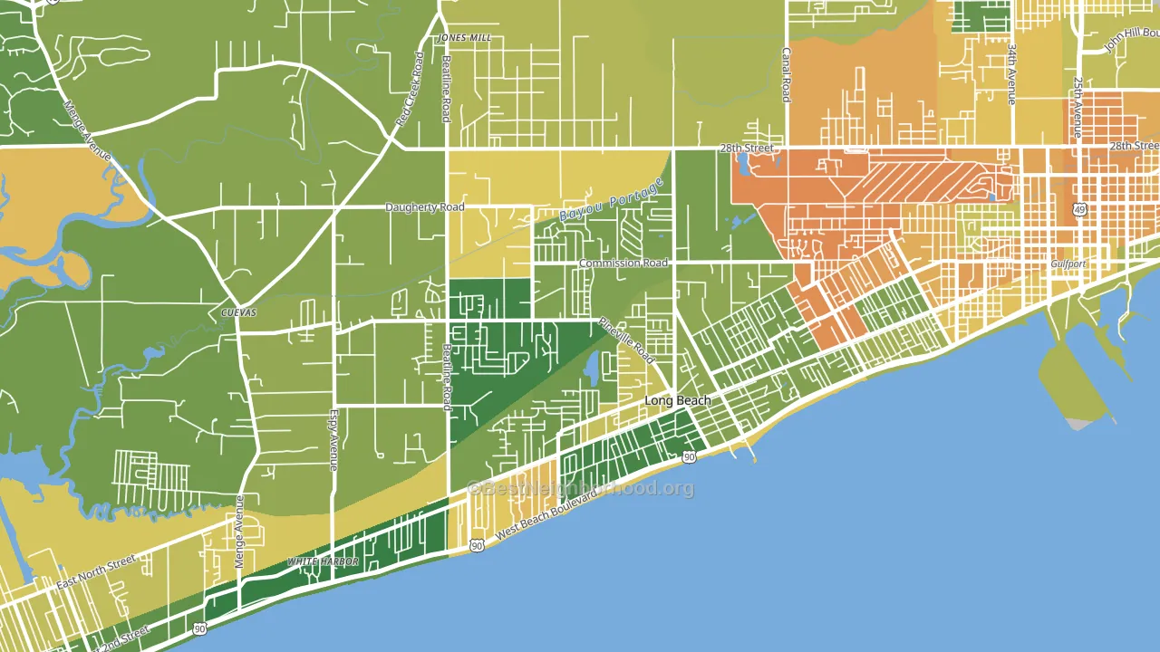 Long Beach, MS block-group voter-turnout map