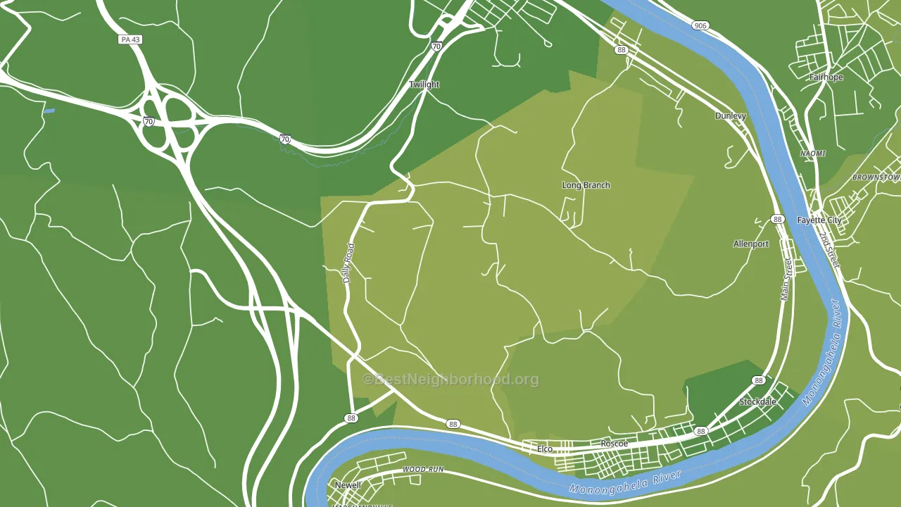 Long Branch, PA block-group voter-turnout map