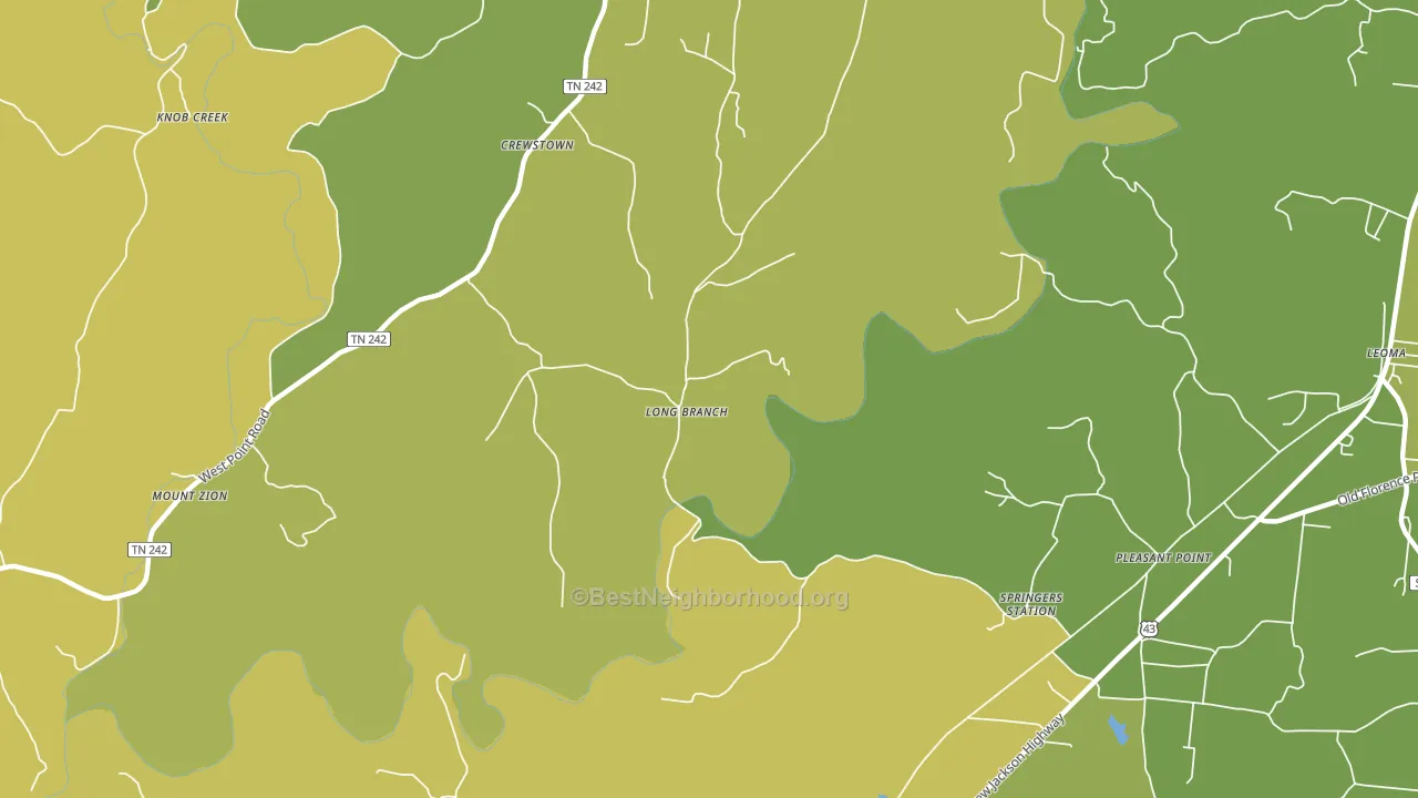 Long Branch, TN block-group voter-turnout map