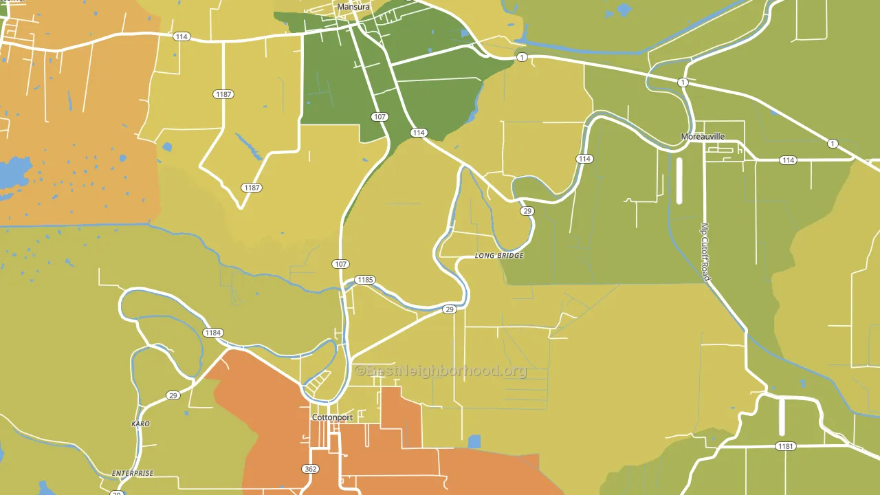Long Bridge, LA block-group voter-turnout map
