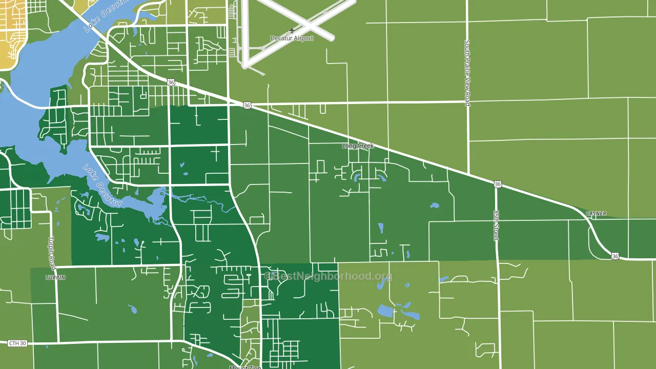 Long Creek, IL block-group voter-turnout map