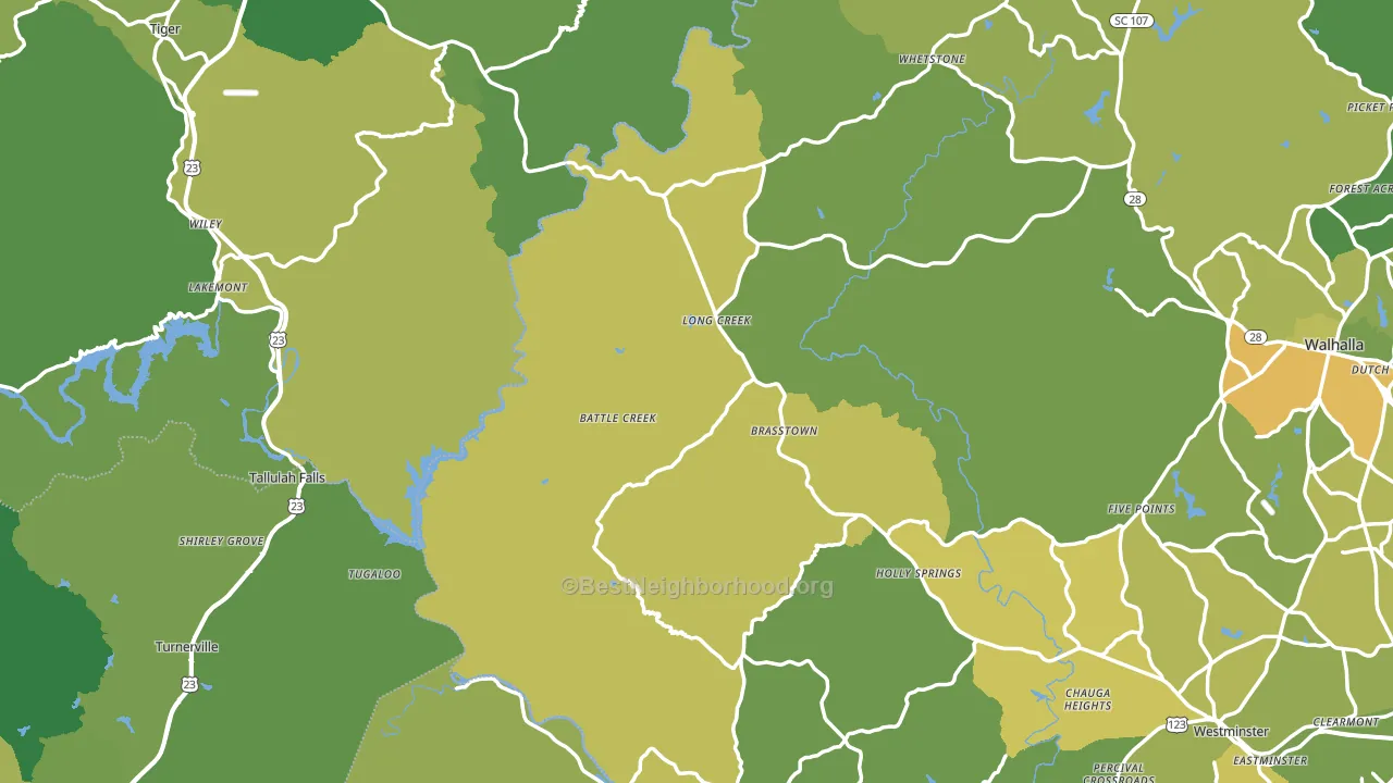 Long Creek, SC block-group voter-turnout map