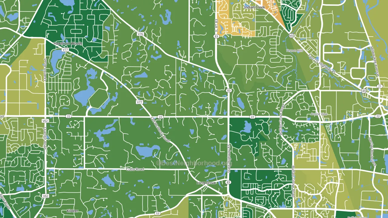 Long Grove, IL block-group voter-turnout map