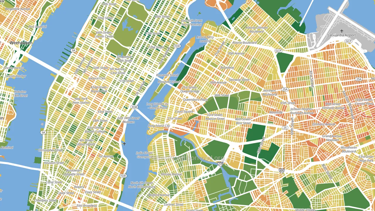 Long Island City, Queens, NY block-group voter-turnout map