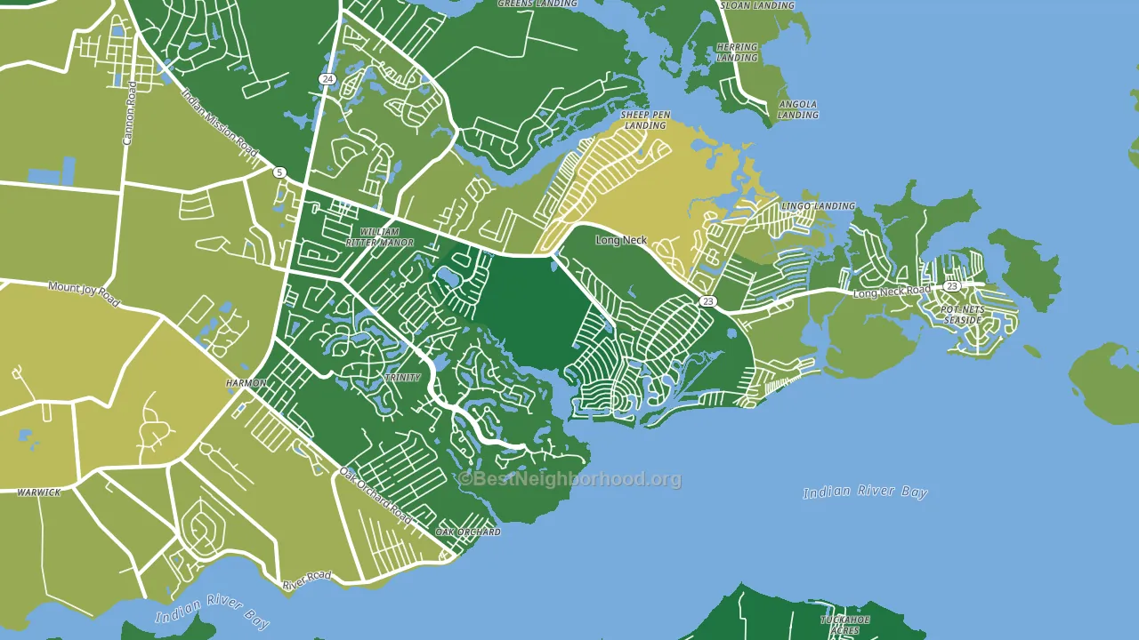 Long Neck, DE block-group voter-turnout map