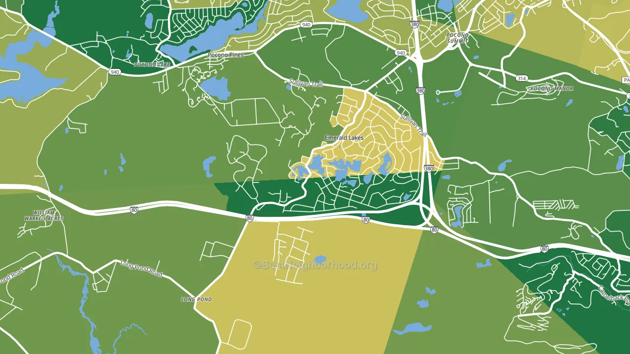 Long Pond, PA block-group voter-turnout map