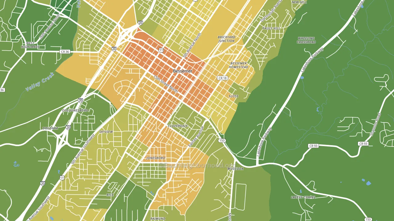 Longbrook Estates, Bessemer, AL block-group voter-turnout map