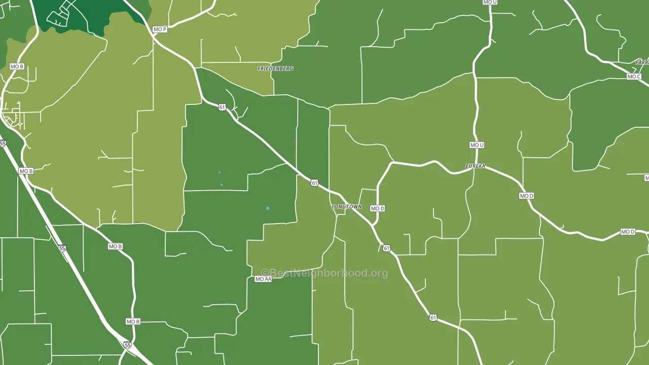 Longtown, MO block-group voter-turnout map