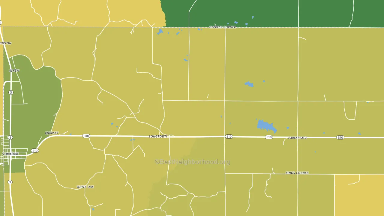 Longtown, MS block-group voter-turnout map