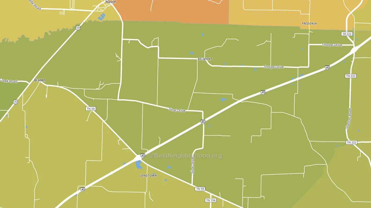 Longtown, TN block-group voter-turnout map