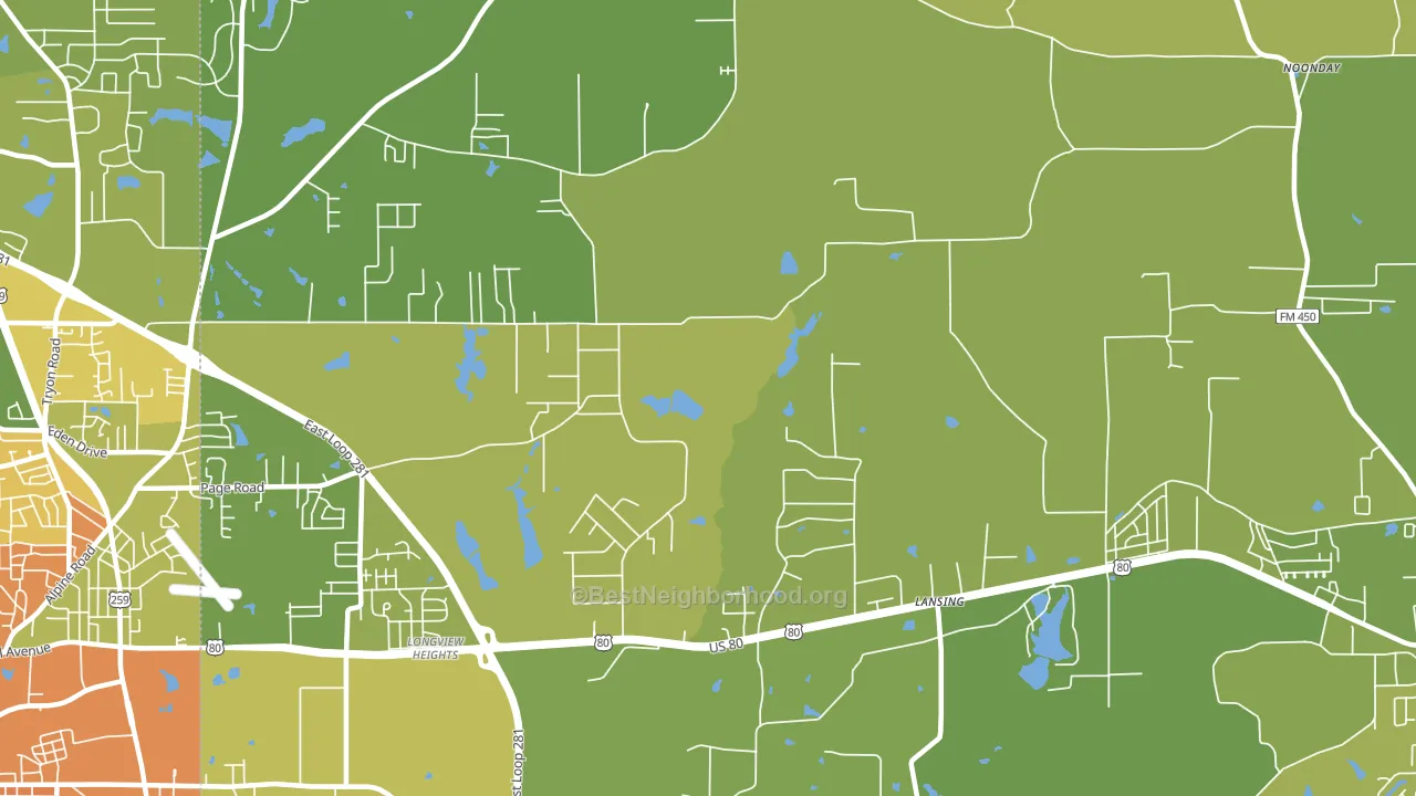 Longview Heights, TX block-group voter-turnout map