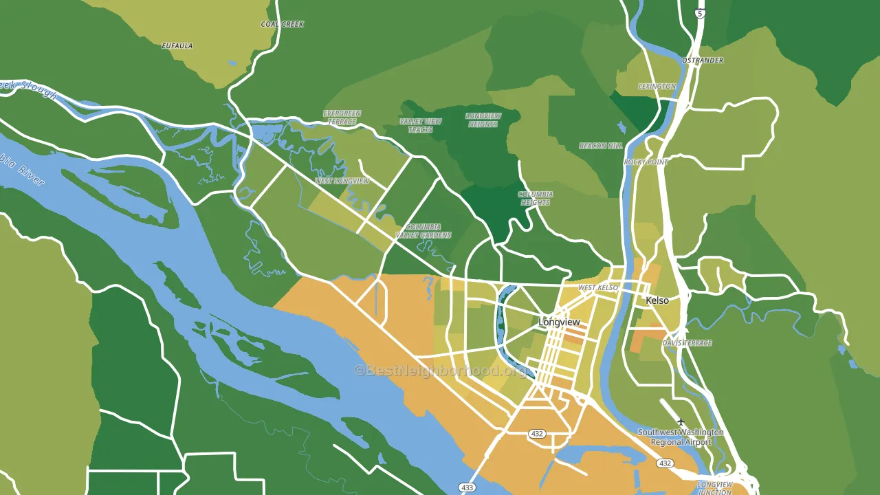 Longview, WA block-group voter-turnout map
