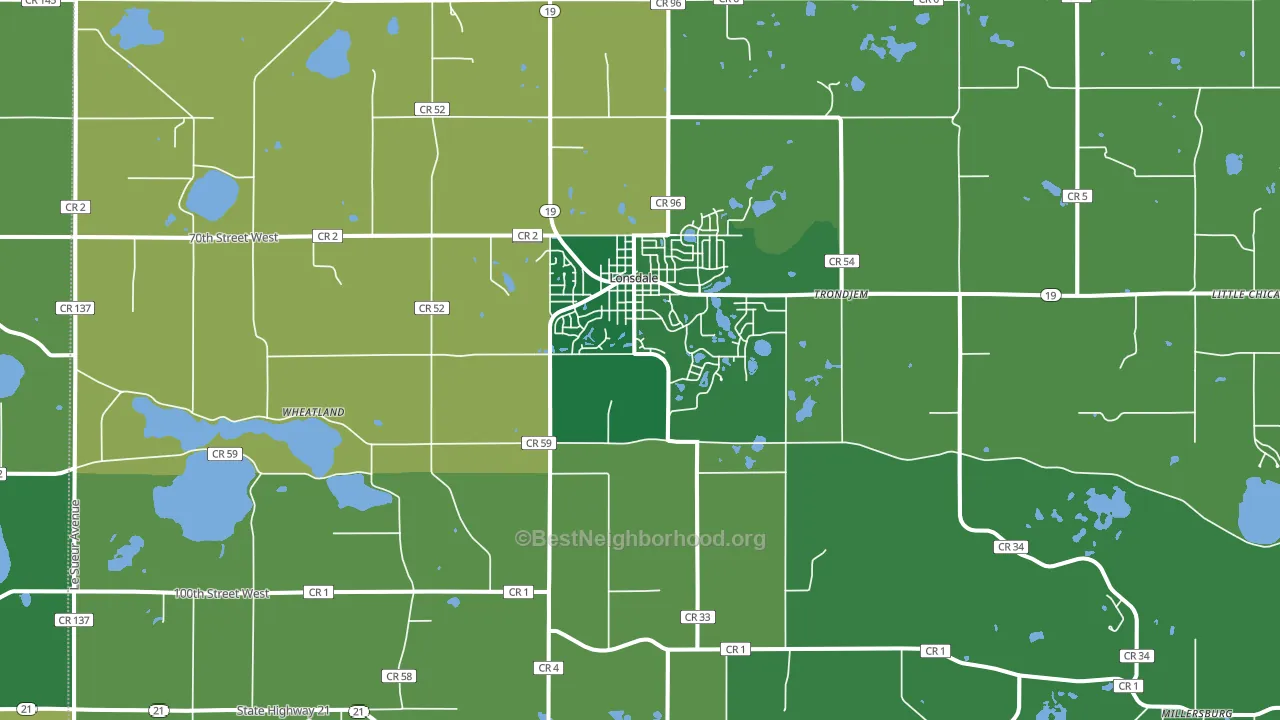Lonsdale, MN block-group voter-turnout map