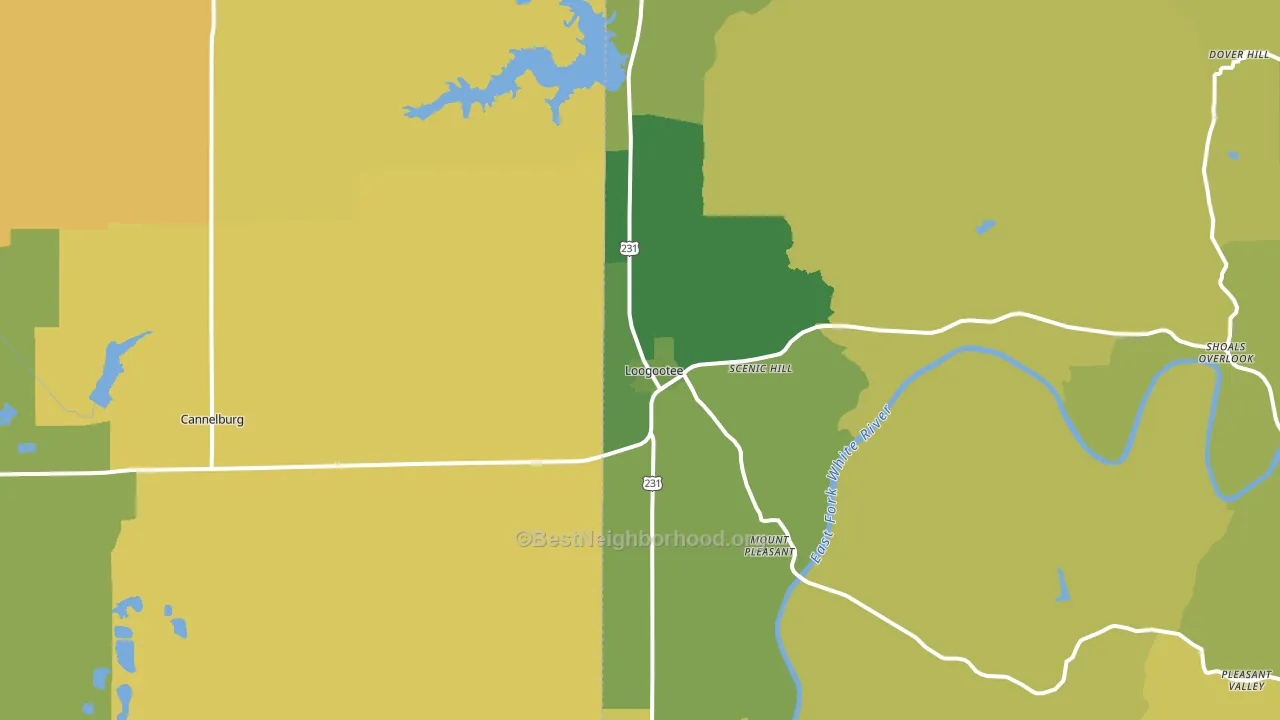 Loogootee, IN block-group voter-turnout map