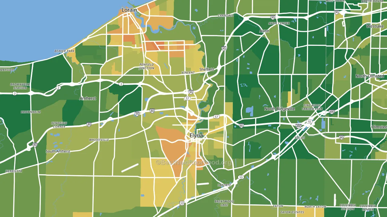 Lorain County, OH block-group voter-turnout map