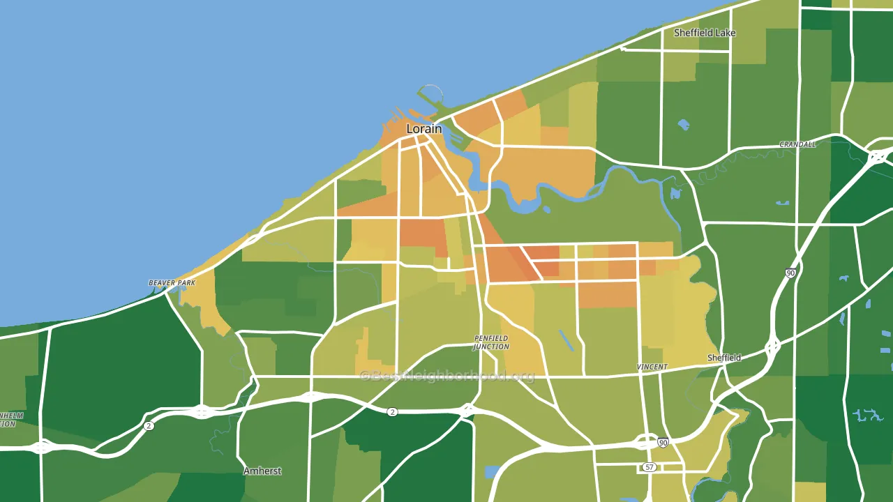 Lorain, OH block-group voter-turnout map