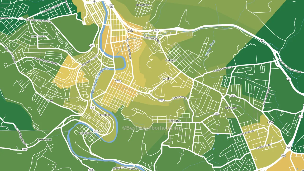 Lorain, PA block-group voter-turnout map