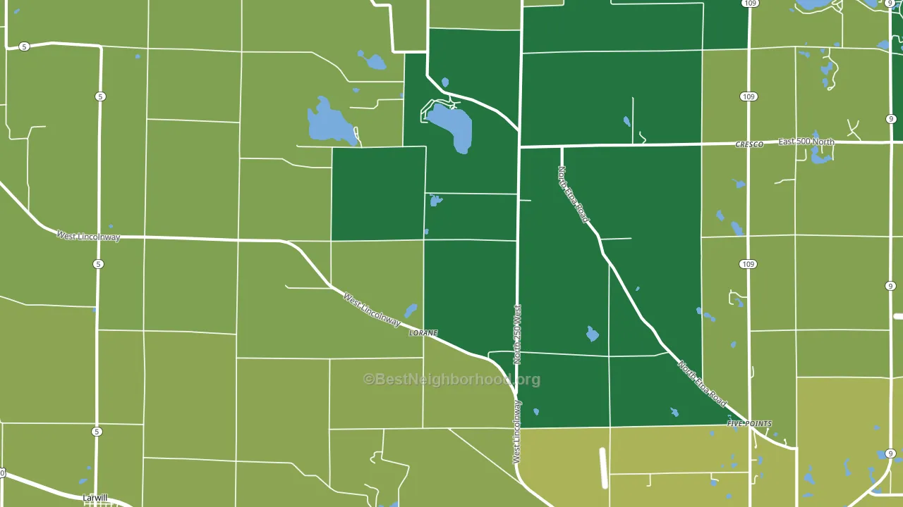 Lorane, IN block-group voter-turnout map