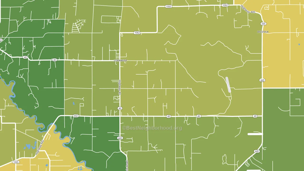 Loranger, LA block-group voter-turnout map