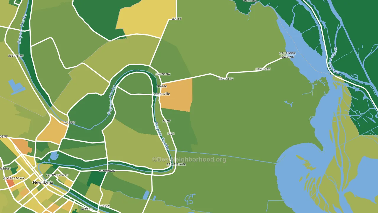 Loreauville, LA block-group voter-turnout map