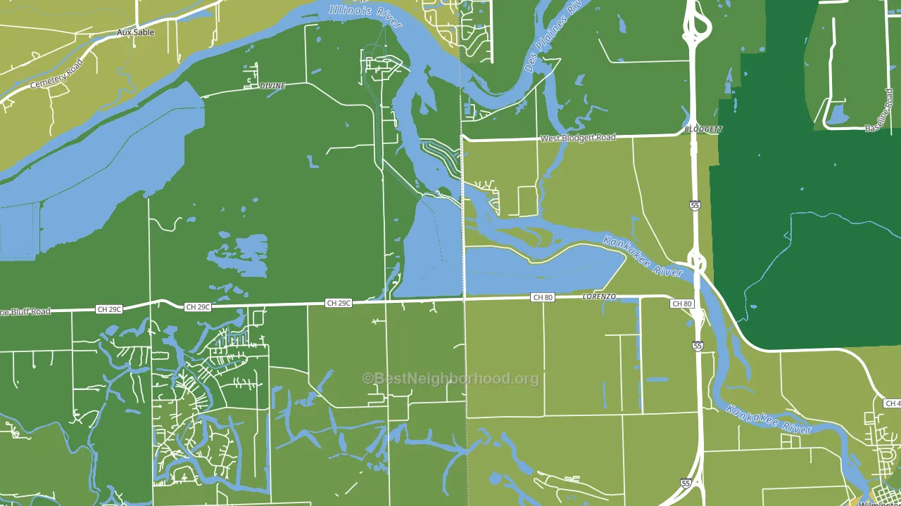 Lorenzo, IL block-group voter-turnout map