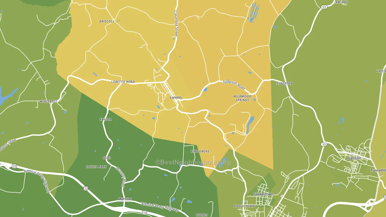 Loretto, PA block-group voter-turnout map