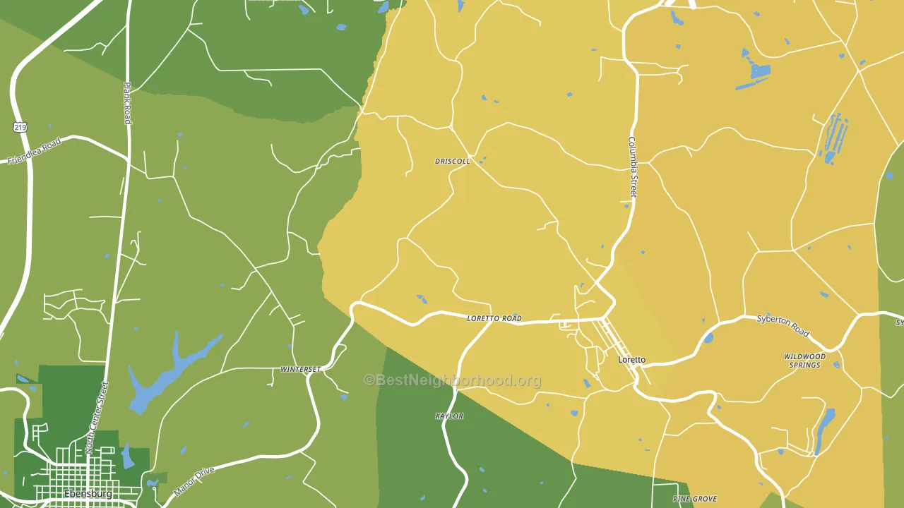 Loretto Road, PA block-group voter-turnout map