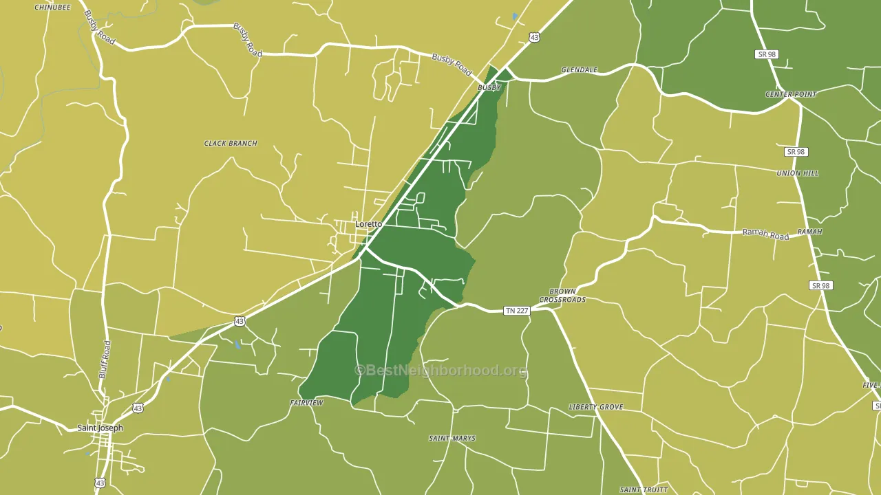 Loretto, TN block-group voter-turnout map
