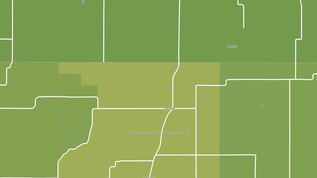 Lorimor, IA block-group voter-turnout map