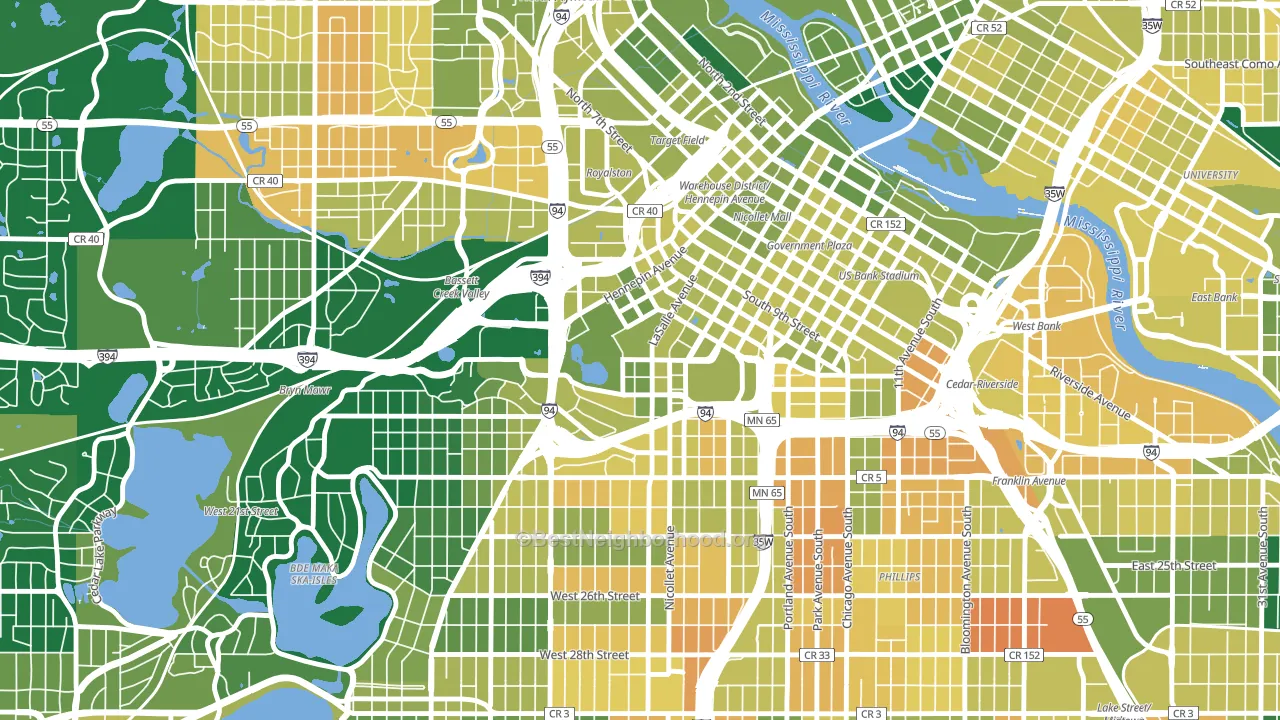 Loring Park, Minneapolis, MN block-group voter-turnout map