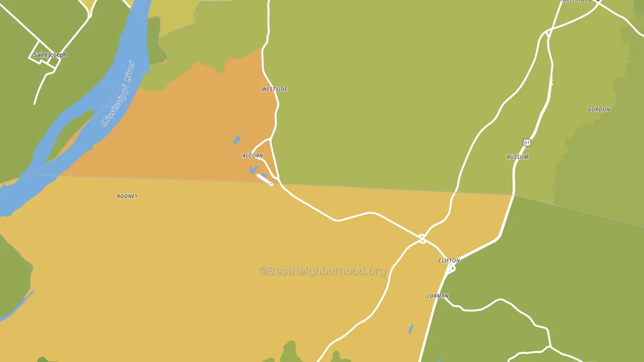 Lorman, MS block-group voter-turnout map