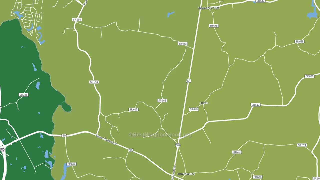 Lorne, VA block-group voter-turnout map