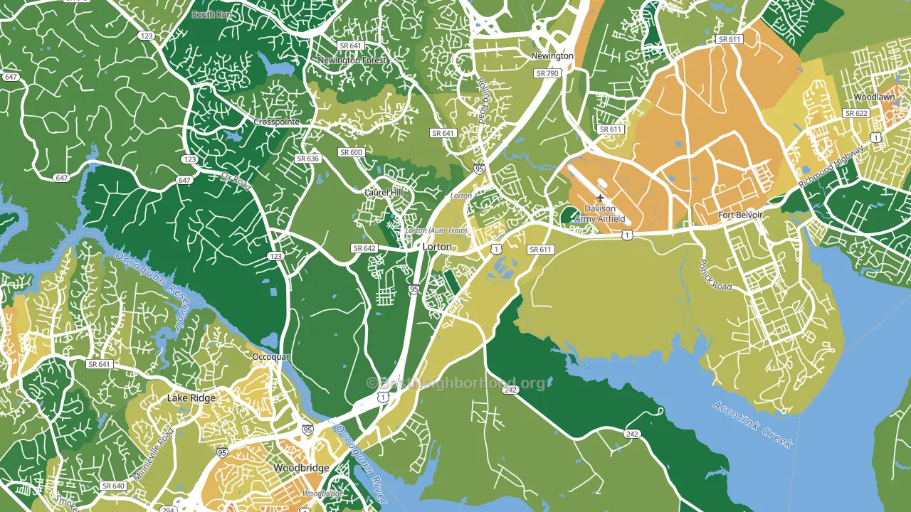 Lorton, VA block-group voter-turnout map