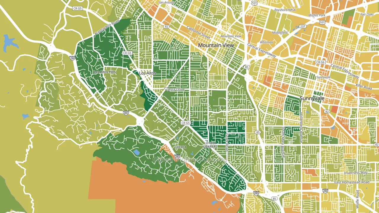 Los Altos, CA block-group voter-turnout map
