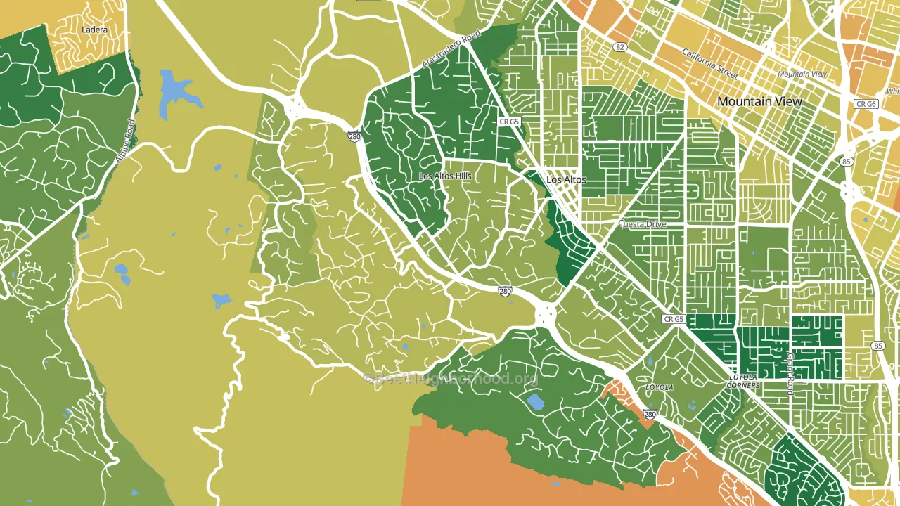 Los Altos Hills, CA block-group voter-turnout map